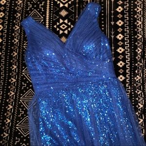 Floor Length Royal Blue Sequence Dress